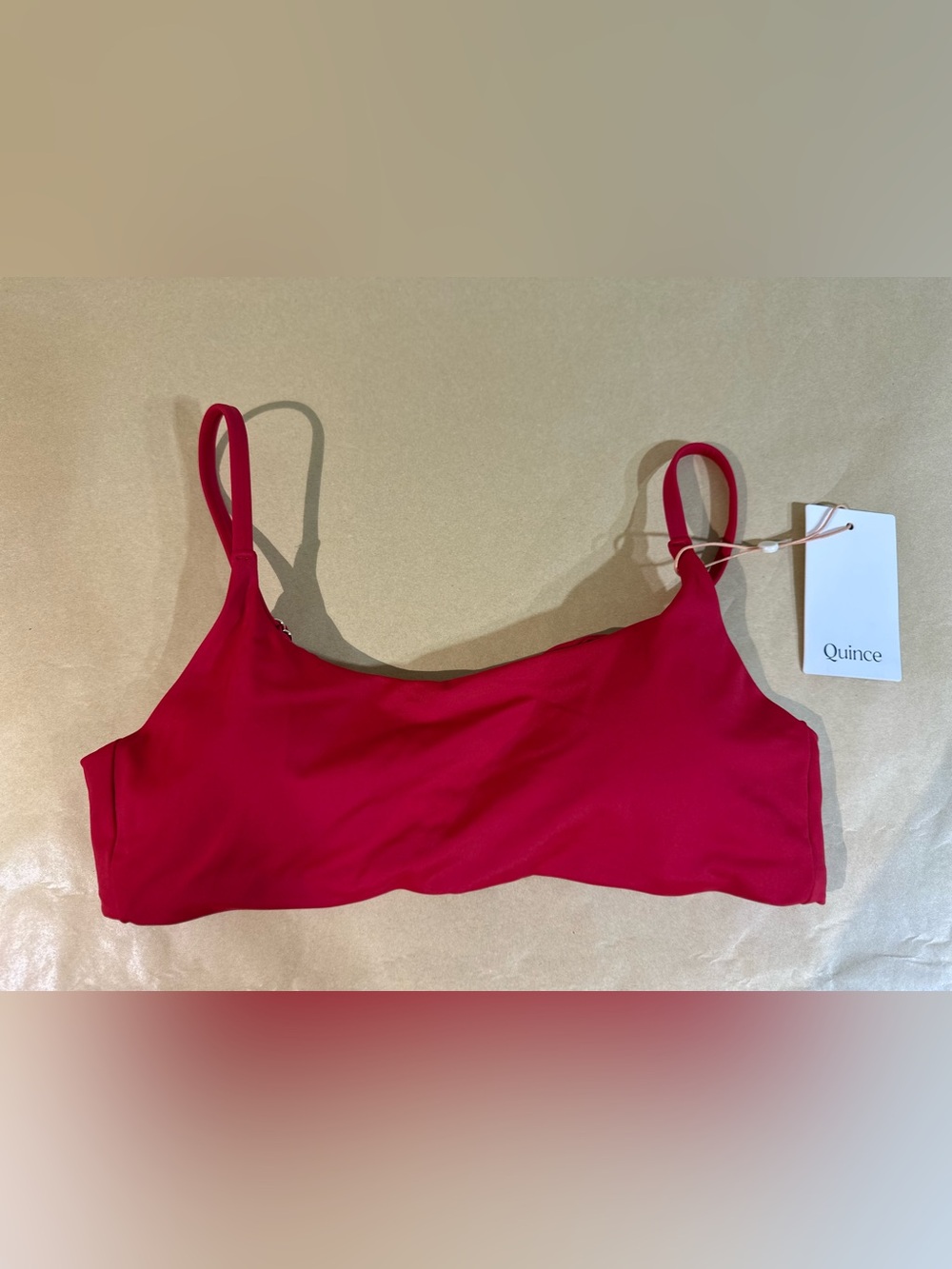 NWT Quince Italian Scoop Neck Bikini Top Cherry red medium